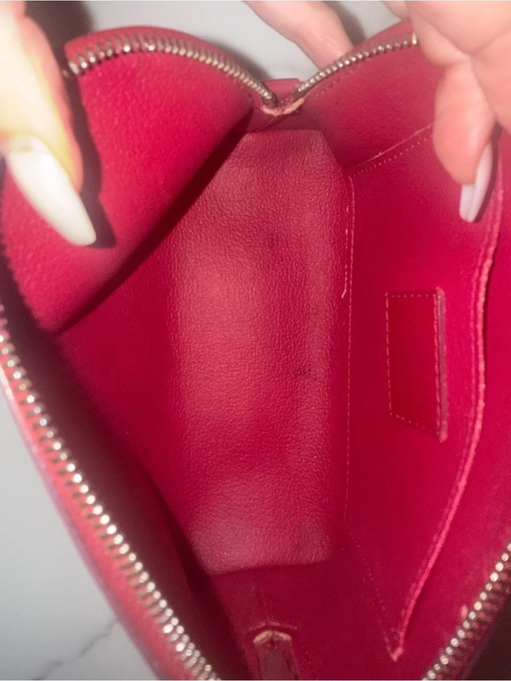 Authentic Louis Vuitton Red Textured Cosmetic Pouch